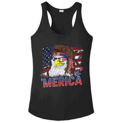 Merica Bald Eagle Mullet 4th Of July American Flag Patriotic Ladies PosiCharge Competitor Racerback Tank