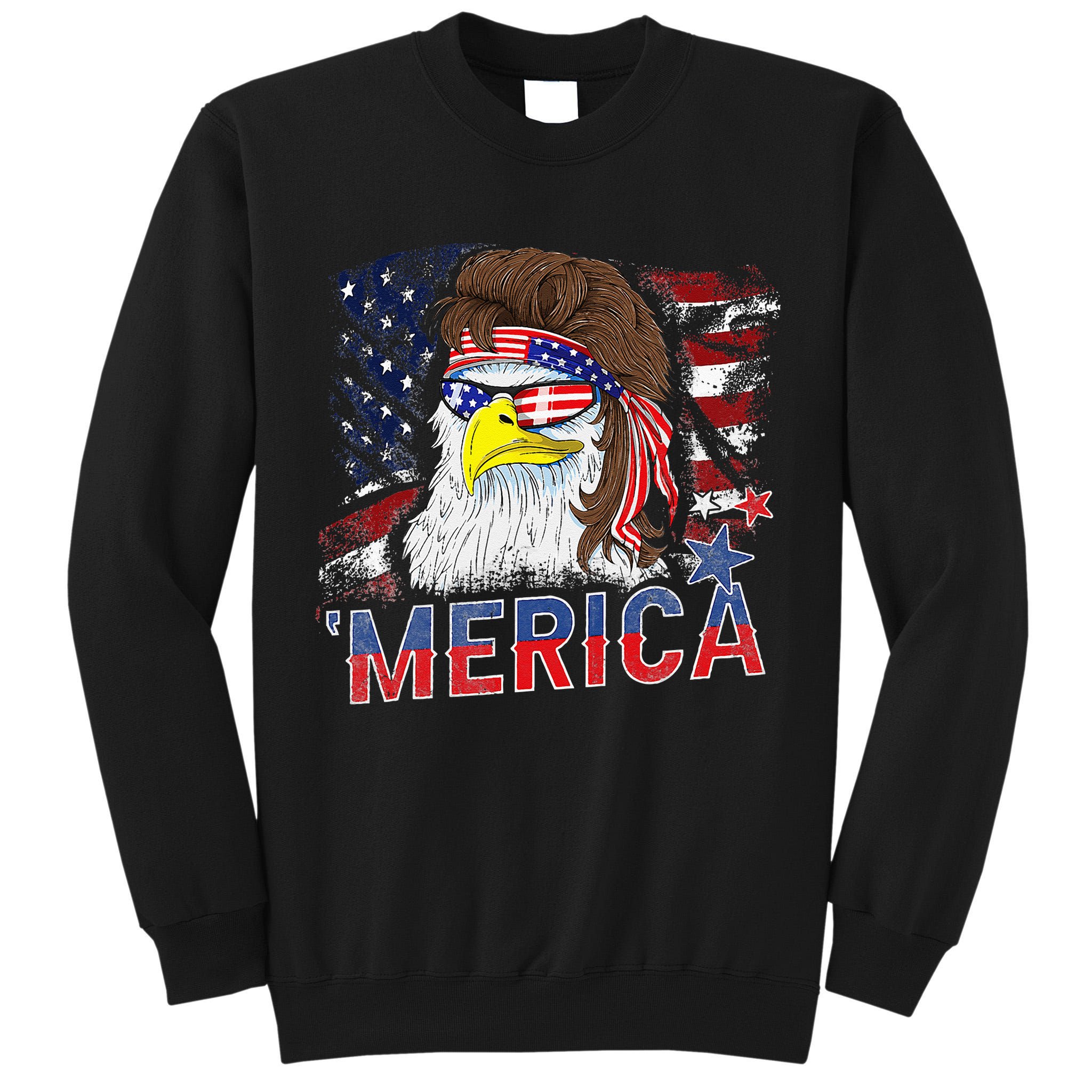 Merica Bald Eagle Mullet 4th Of July American Flag Patriotic Tall Sweatshirt