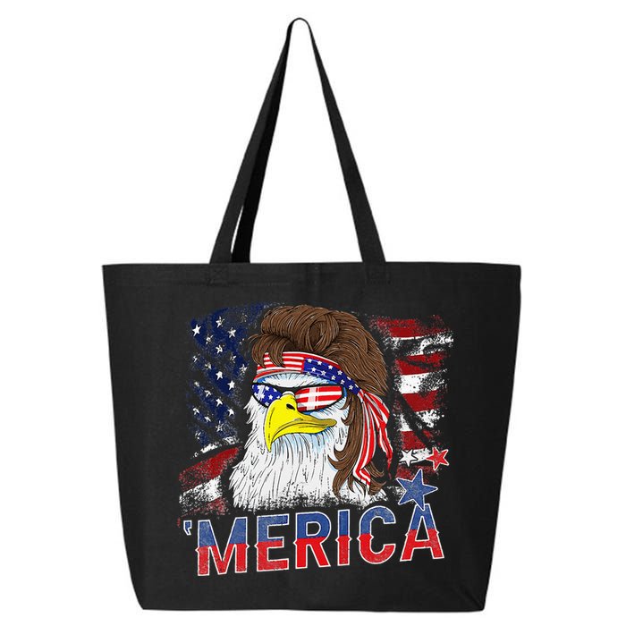 Merica Bald Eagle Mullet 4th Of July American Flag Patriotic 25L Jumbo Tote