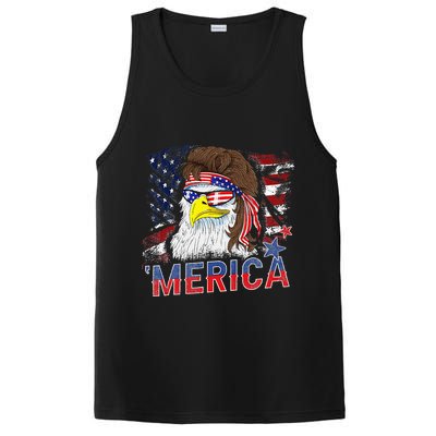Merica Bald Eagle Mullet 4th Of July American Flag Patriotic PosiCharge Competitor Tank