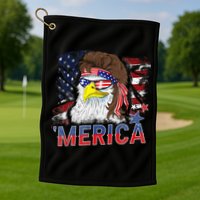 Merica Bald Eagle Mullet 4th Of July American Flag Patriotic Golf Towel