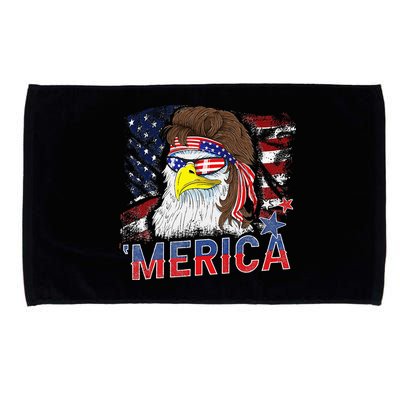 Merica Bald Eagle Mullet 4th Of July American Flag Patriotic Microfiber Hand Towel