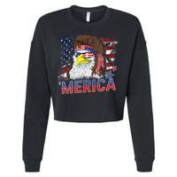 Merica Bald Eagle Mullet 4th Of July American Flag Patriotic Cropped Pullover Crew