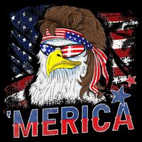 Merica Bald Eagle Mullet 4th Of July American Flag Patriotic Short Acrylic Beanie