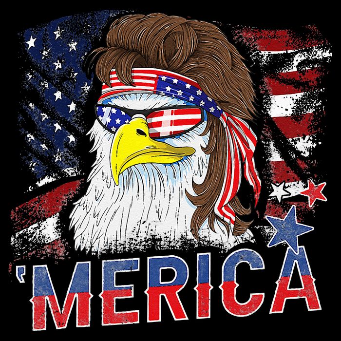 Merica Bald Eagle Mullet 4th Of July American Flag Patriotic Short Acrylic Beanie