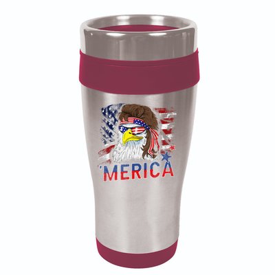 Merica Bald Eagle Mullet 4th Of July American Flag Patriotic 16oz Travel Tumbler