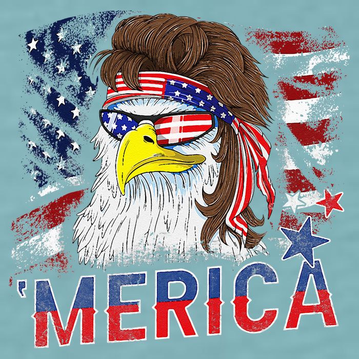 Merica Bald Eagle Mullet 4th Of July American Flag Patriotic Sueded Cloud Jersey T-Shirt