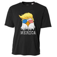 Merica Bald Eagle 4th of July Trump American Flag Funny Gift Cooling Performance Crew T-Shirt