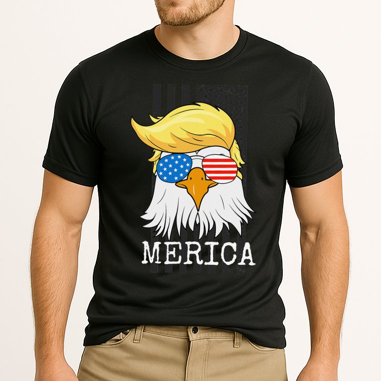 Merica Bald Eagle 4th of July Trump American Flag Funny Gift Cooling Performance Crew T-Shirt