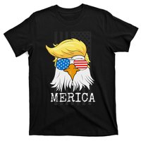 Merica Bald Eagle 4th of July Trump American Flag Funny Gift T-Shirt