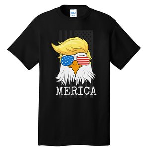 Merica Bald Eagle 4th of July Trump American Flag Funny Gift Tall T-Shirt