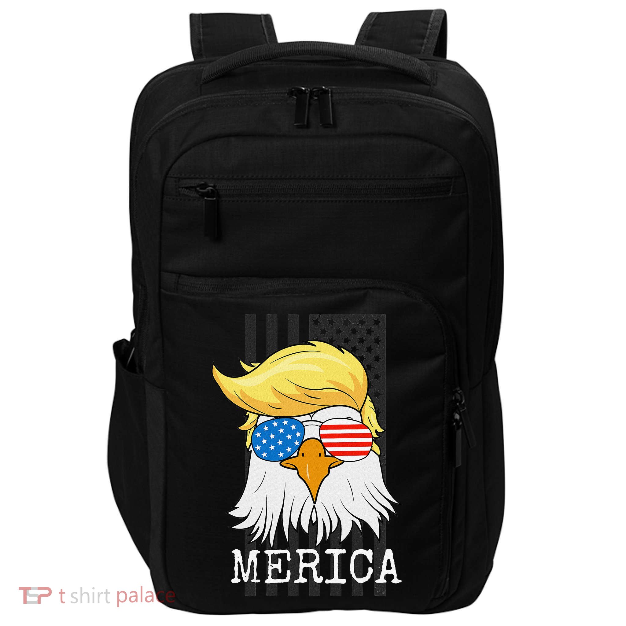 Merica Bald Eagle 4th of July Trump American Flag Funny Gift Impact Tech Backpack