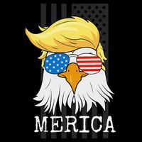 Merica Bald Eagle 4th of July Trump American Flag Funny Gift Bucket Hat