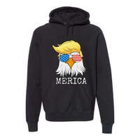 Merica Bald Eagle 4th of July Trump American Flag Funny Gift Premium Hoodie