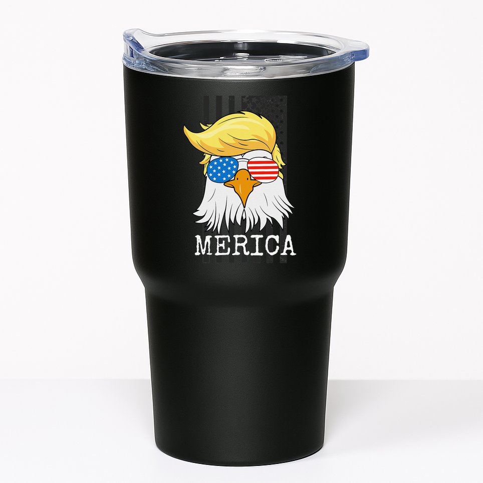 Merica Bald Eagle 4th of July Trump American Flag Funny Gift Tumbler