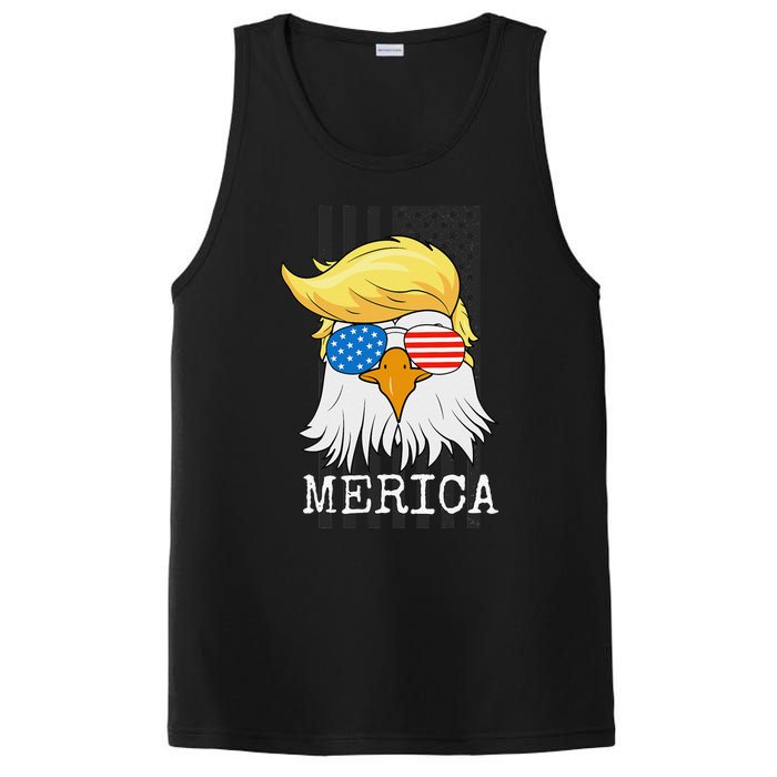 Merica Bald Eagle 4th of July Trump American Flag Funny Gift PosiCharge Competitor Tank