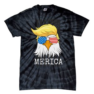 Merica Bald Eagle 4th of July Trump American Flag Funny Gift Tie-Dye T-Shirt