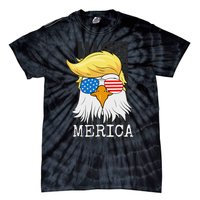 Merica Bald Eagle 4th of July Trump American Flag Funny Gift Tie-Dye T-Shirt