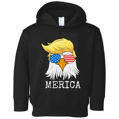 Merica Bald Eagle 4th of July Trump American Flag Funny Gift Toddler Hoodie