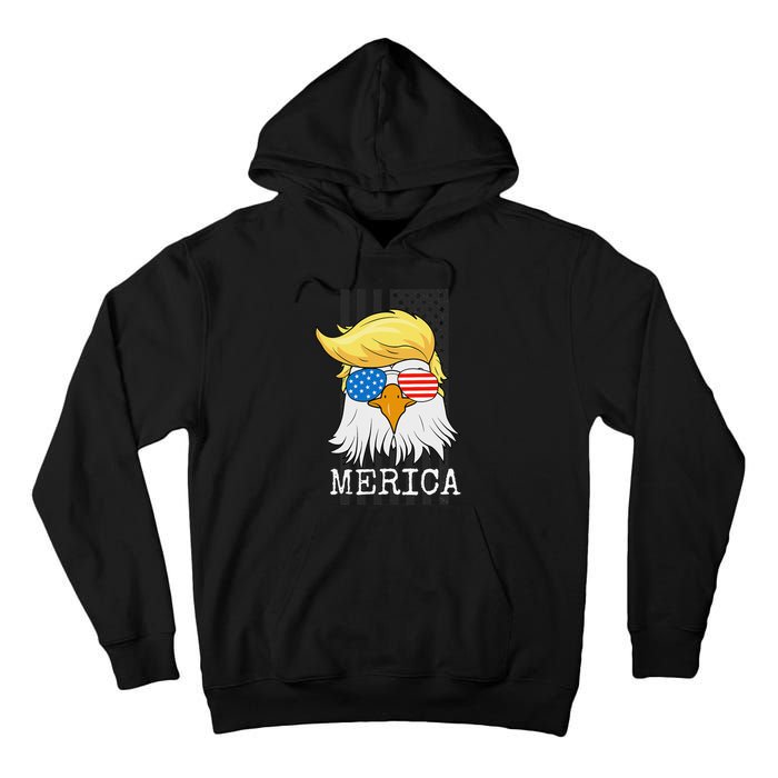 Merica Bald Eagle 4th of July Trump American Flag Funny Gift Tall Hoodie