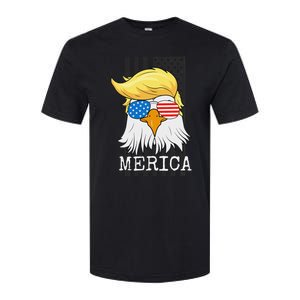 Merica Bald Eagle 4th of July Trump American Flag Funny Gift Softstyle CVC T-Shirt