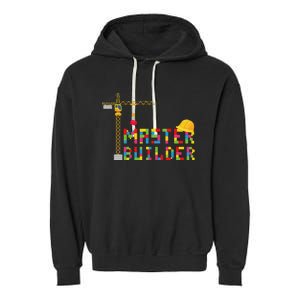 Master Builder Engineer Construction Building Bricks Blocks Garment-Dyed Fleece Hoodie