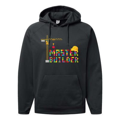 Master Builder Engineer Construction Building Bricks Blocks Performance Fleece Hoodie