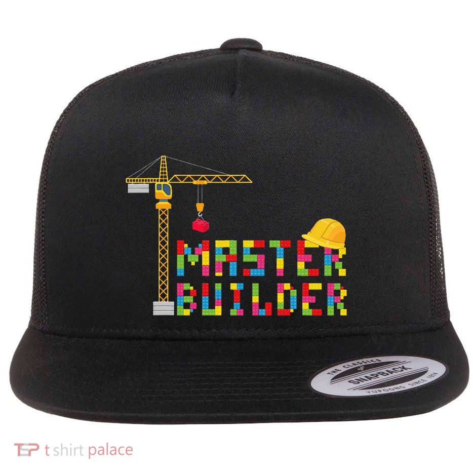 Master Builder Engineer Construction Building Bricks Blocks Flat Bill Trucker Hat