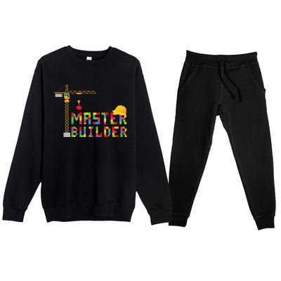 Master Builder Engineer Construction Building Bricks Blocks Premium Crewneck Sweatsuit Set