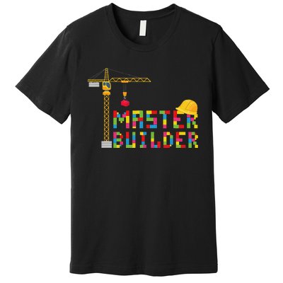 Master Builder Engineer Construction Building Bricks Blocks Premium T-Shirt