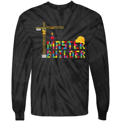 Master Builder Engineer Construction Building Bricks Blocks Tie-Dye Long Sleeve Shirt