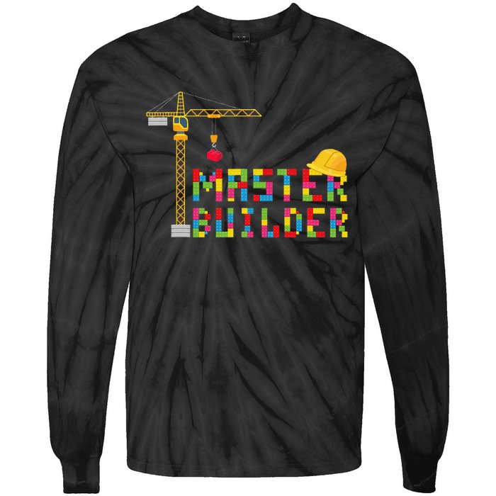 Master Builder Engineer Construction Building Bricks Blocks Tie-Dye Long Sleeve Shirt