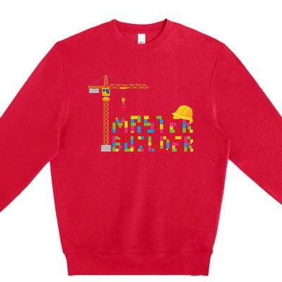 Master Builder Engineer Construction Building Bricks Blocks Premium Crewneck Sweatshirt