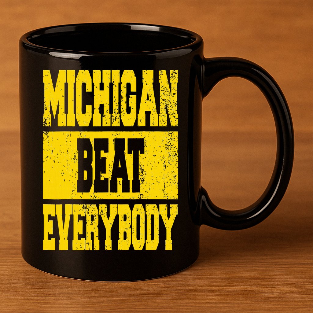 Michigan Beat Everybody 11oz C Handle Ceramic Mug