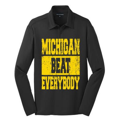 Michigan Beat Everybody Silk Touch Performance Long Sleeve Polo