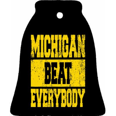 Michigan Beat Everybody Ceramic Bell Ornament