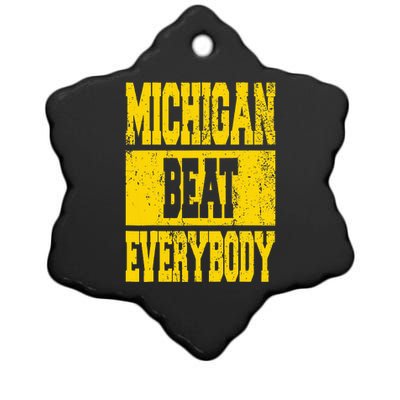 Michigan Beat Everybody Ceramic Star Ornament