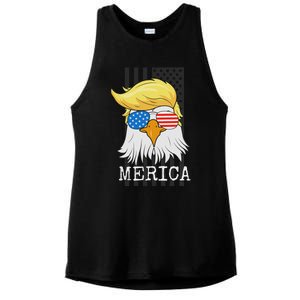 Merica Bald Eagle 4th Of July Trump Ladies PosiCharge Tri-Blend Wicking Tank