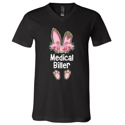 Medical Biller Easter, Bunny Medical Billing Specialist Team V-Neck T-Shirt