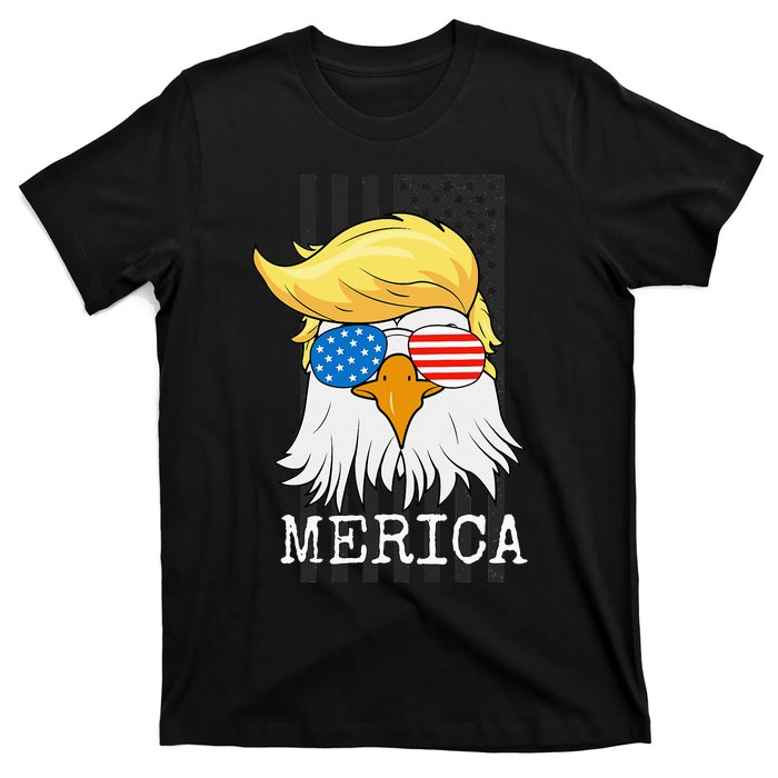 Merica Bald Eagle 4th Of July Trump American Flag Funny Gift T-Shirt