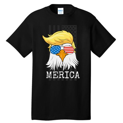 Merica Bald Eagle 4th Of July Trump American Flag Funny Gift Tall T-Shirt