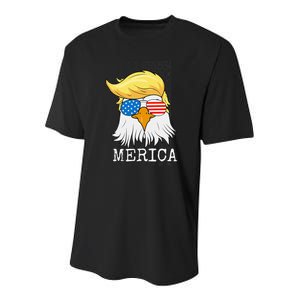 Merica Bald Eagle 4th Of July Trump American Flag Funny Gift Youth Performance Sprint T-Shirt