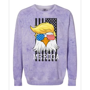 Merica Bald Eagle 4th Of July Trump American Flag Colorblast Crewneck Sweatshirt