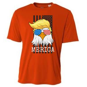 Merica Bald Eagle 4th Of July Trump American Flag Cooling Performance Crew T-Shirt