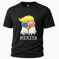 Merica Bald Eagle 4th Of July Trump American Flag Cooling Performance Crew T-Shirt