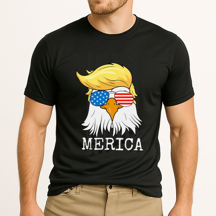Merica Bald Eagle 4th Of July Trump American Flag Cooling Performance Crew T-Shirt