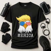 Merica Bald Eagle 4th Of July Trump American Flag Cooling Performance Crew T-Shirt