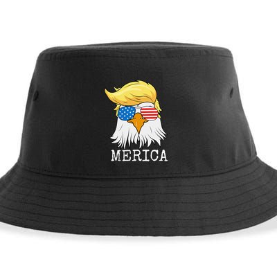 Merica Bald Eagle 4th Of July Trump American Flag Sustainable Bucket Hat