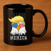 Merica Bald Eagle 4th Of July Trump American Flag 11oz C Handle Ceramic Mug
