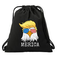 Merica Bald Eagle 4th Of July Trump American Flag Drawstring Bag
